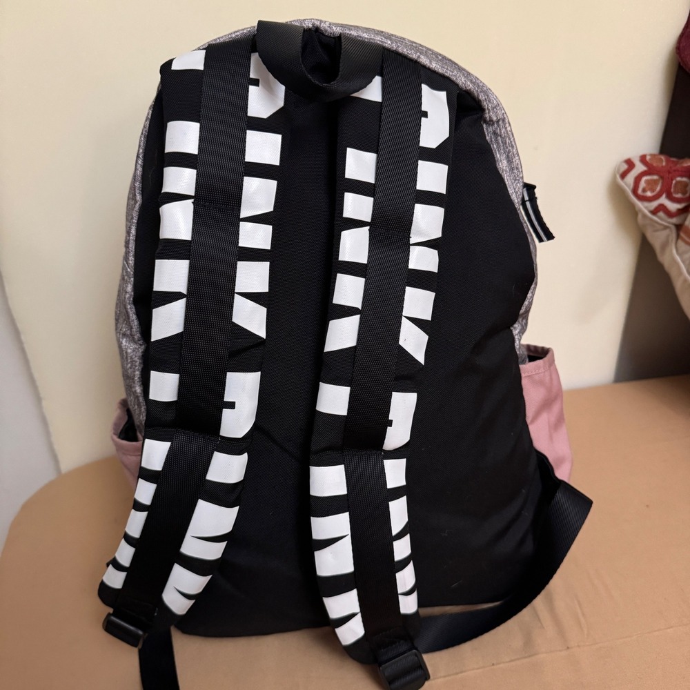 PINK Victoria's Secret Backpack Rose Gold‎ Grey Black Logo School Bag - Picture 7 of 10